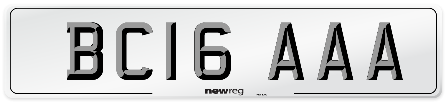 BC16 AAA Number Plate from New Reg